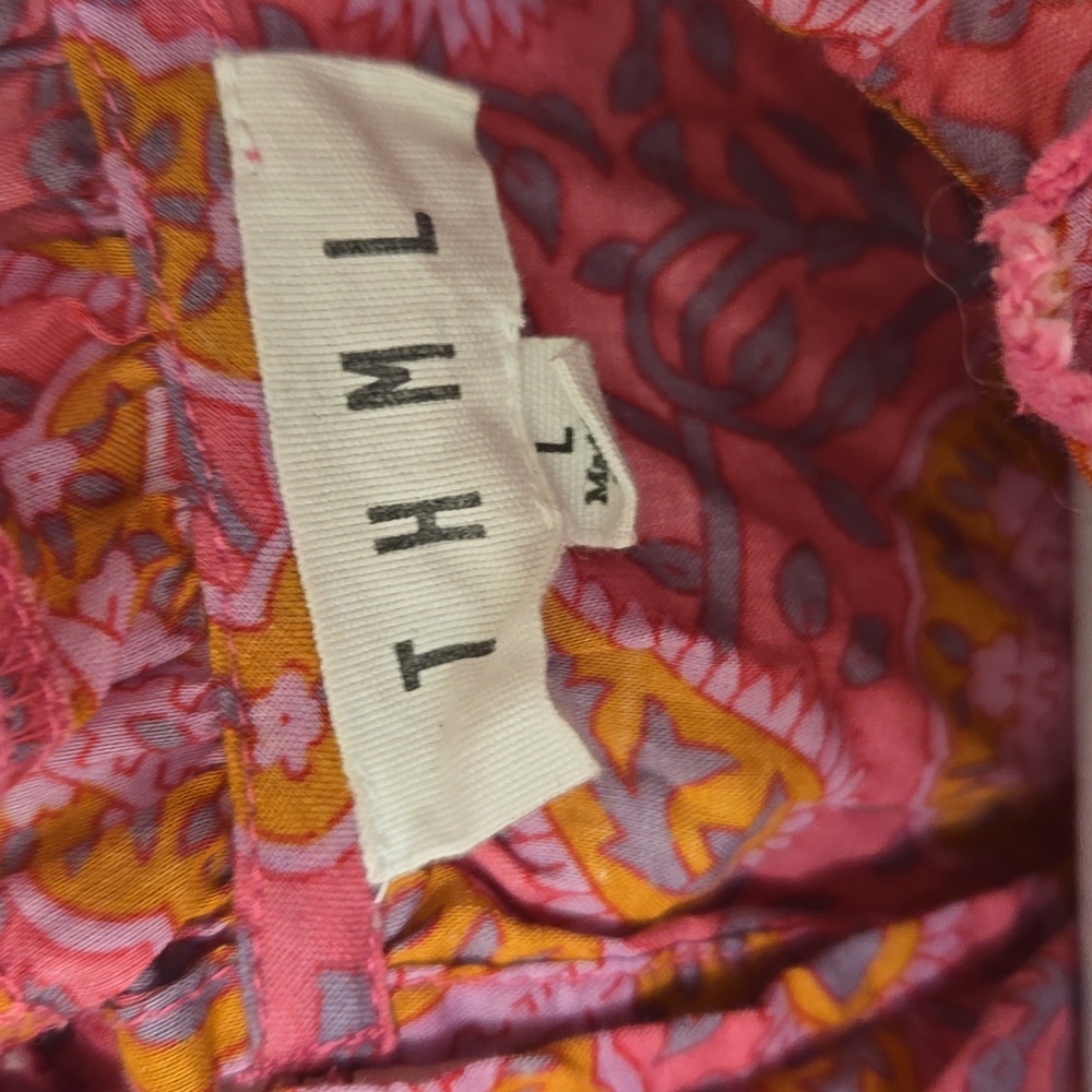 THML Pink & Mustard Paisley Ruffle Yoke Sleeveless Top - Picture 2 of 7